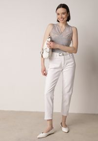 Born2be - Ciemnoszary Bawełniany Top Bieliźniany z Siateczkową Górą z Koronką Bervisa. Kolor: szary. Materiał: bawełna, koronka. Wzór: koronka #6