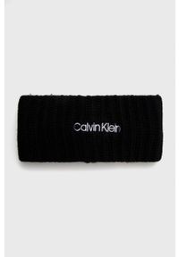 Calvin Klein - Opaska z domieszką wełny. Kolor: czarny. Materiał: wełna #1