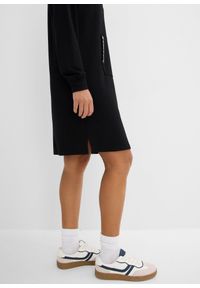 bonprix - Miękka sukienka dresowa. Typ kołnierza: kaptur. Kolor: czarny. Materiał: dresówka. Typ sukienki: sportowe. Styl: sportowy #3