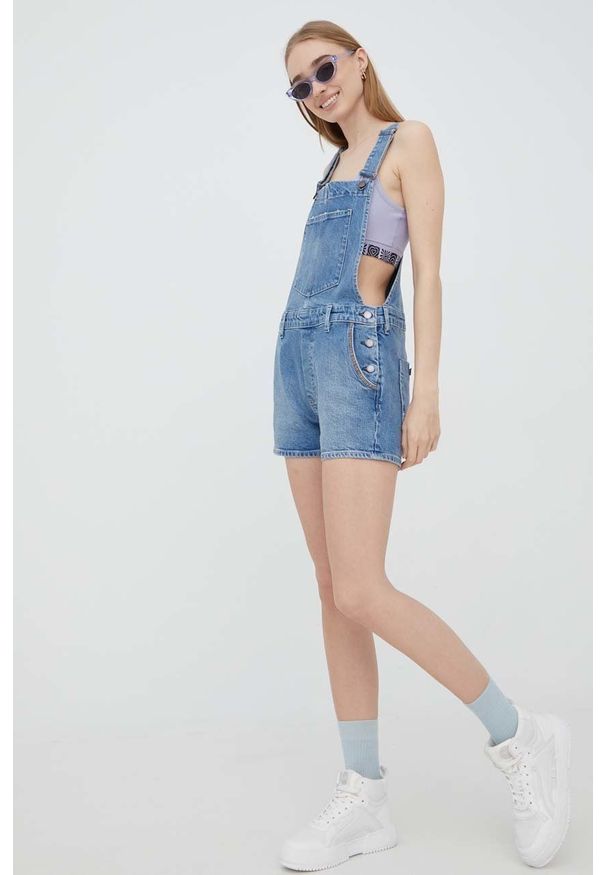Superdry ogrodniczki jeansowe damskie. Okazja: na co dzień. Kolor: niebieski. Styl: casual