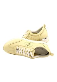 Caprice Ażurowe Buty Sportowe Damskie 23500-28 655 żółte. Okazja: na co dzień. Nosek buta: okrągły. Kolor: żółty. Materiał: skóra. Wzór: ażurowy #4