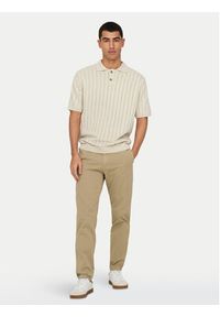 Only & Sons Polo Kent 22033463 Beżowy Regular Fit. Typ kołnierza: kołnierzyk klasyczny, polo. Kolor: beżowy. Materiał: syntetyk, bawełna #7