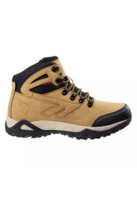 Hi-tec - Buty trekkingowe męskie Hi-Tec Medin MID - brązowe, Rozmiar buta 45. Kolor: brązowy. Materiał: guma, materiał, syntetyk. Szerokość cholewki: normalna #1