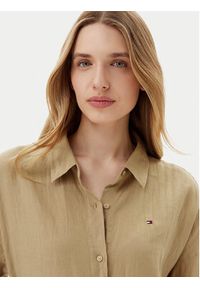 TOMMY HILFIGER - Tommy Hilfiger Koszula WW0WW46169 Beżowy Loose Fit. Kolor: beżowy. Materiał: len