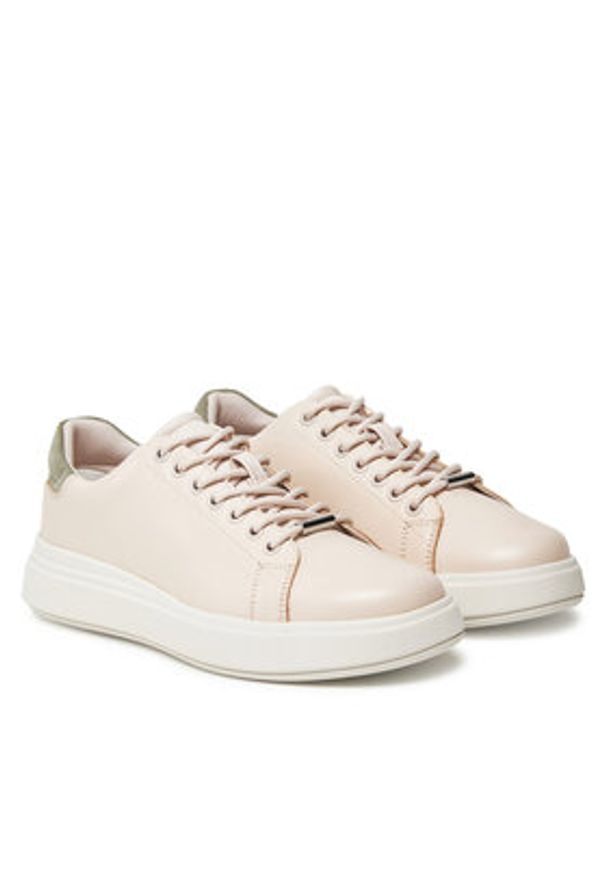 Calvin Klein Sneakersy Cupsole Lace Up Lth HW0HW02540 Beżowy. Kolor: beżowy. Materiał: skóra