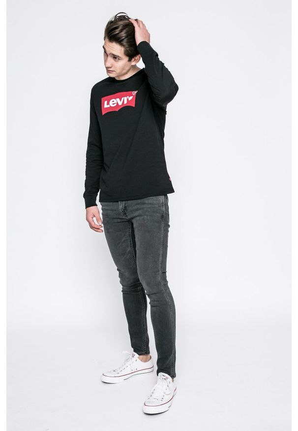 Levi's® - Levi's - Longsleeve. Okazja: na co dzień, na spotkanie biznesowe. Kolor: czarny. Materiał: dzianina. Długość rękawa: długi rękaw. Wzór: nadruk. Styl: biznesowy, casual