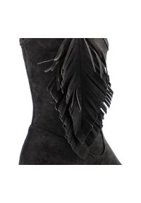 Czarne Botki S.Barski Damskie Modne Buty Na Obcasie. Okazja: na co dzień. Kolor: czarny. Materiał: materiał. Szerokość cholewki: normalna. Obcas: na obcasie. Styl: casual, street, elegancki, boho. Wysokość obcasa: średni #5