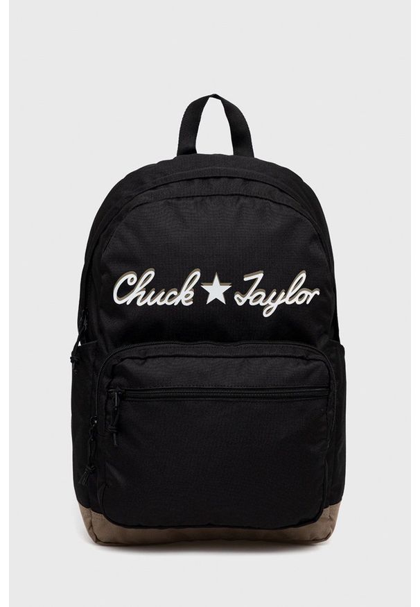 Converse plecak kolor czarny duży z nadrukiem. Kolor: czarny. Wzór: nadruk