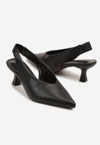 Renee - Czarne Czółenka Sandały Vices na Kaczuszce Typu Slingback Liluriela. Okazja: na co dzień. Kolor: czarny. Wzór: kwiaty. Sezon: lato. Obcas: na szpilce. Styl: casual, elegancki. Wysokość obcasa: średni #8