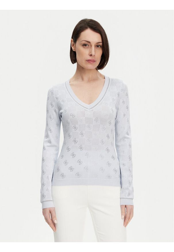 Guess Sweter W5GR07 Z3D60 Niebieski Regular Fit. Kolor: niebieski. Materiał: wiskoza