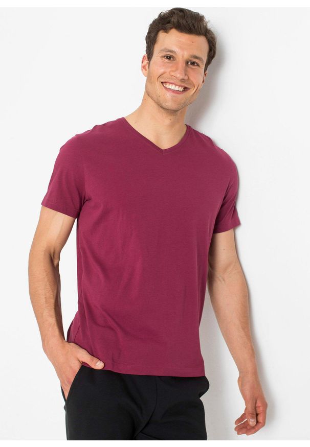 bonprix - T-shirt z dekoltem w serek (3 szt.). Typ kołnierza: dekolt w serek. Kolor: niebieski