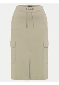 Olsen Spódnica midi 16001362 Khaki Regular Fit. Kolor: brązowy. Materiał: bawełna, syntetyk