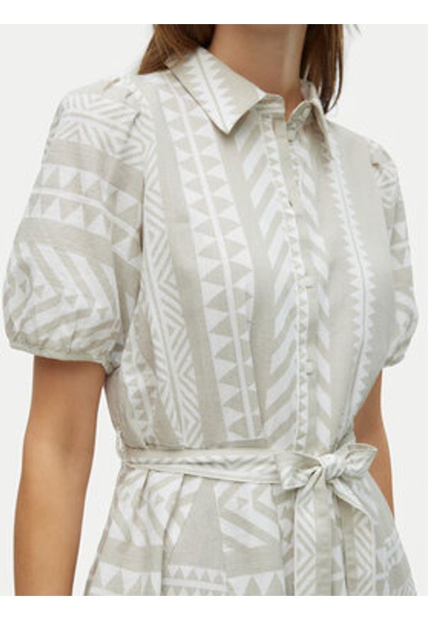 Vero Moda Sukienka koszulowa Dicthe 10303728 Beżowy Regular Fit. Kolor: beżowy. Materiał: bawełna. Typ sukienki: koszulowe