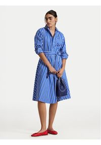 Polo Ralph Lauren Sukienka koszulowa 211891428004 Niebieski Regular Fit. Typ kołnierza: polo. Kolor: niebieski. Materiał: bawełna. Typ sukienki: koszulowe #1