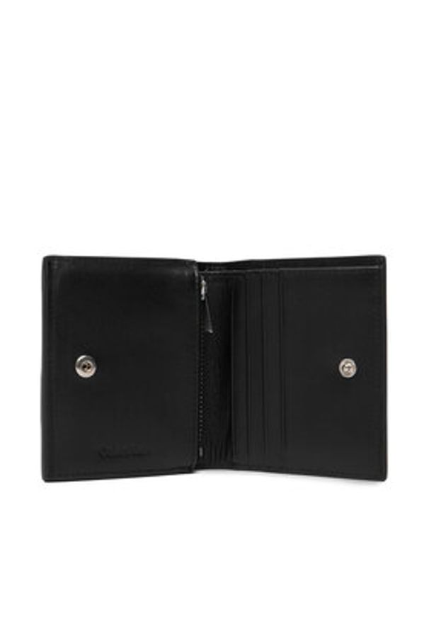 Calvin Klein Portfel Plaque Slim Trifold W Coin + Car LV04D1137G Czarny. Kolor: czarny. Materiał: skóra