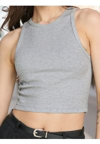 Sinsay - Crop top bez rękawów - szary. Kolor: szary. Długość rękawa: bez rękawów