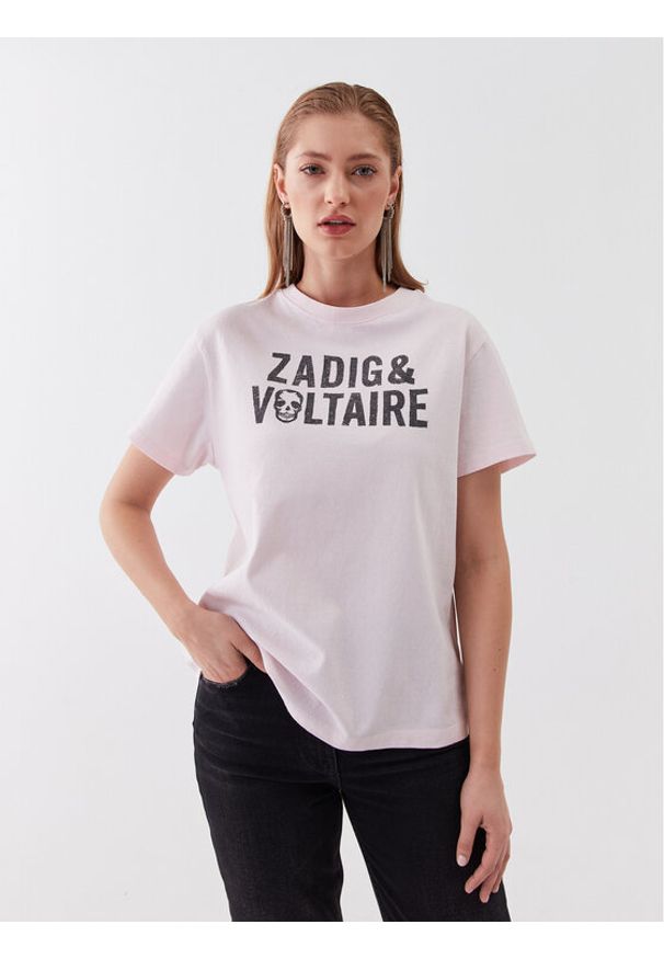 Zadig&Voltaire T-Shirt Omma JWTS01508 Różowy Relaxed Fit. Kolor: różowy. Materiał: bawełna