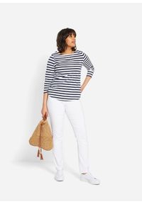 bonprix - Spodnie z bengaliny ze stretchem, straight. Stan: obniżony. Kolor: biały. Materiał: włókno, materiał, poliester, skóra, wiskoza #2