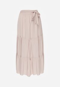 Renee - Beżowa SRozkloszowana Spódnica Maxi z Wiskozy z Materiałowymi Paskami Wintelis. Okazja: na imprezę, na co dzień, na spotkanie biznesowe. Kolor: beżowy. Materiał: materiał, wiskoza. Wzór: kolorowy, paski. Sezon: lato. Styl: wakacyjny, casual, biznesowy, elegancki #4