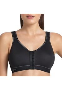 ANITA ACTIVE - Stanik fitness cardio frontline open. Kolor: biały, wielokolorowy, czarny. Materiał: poliester, poliamid, bawełna, elastan. Wzór: paski. Sport: fitness