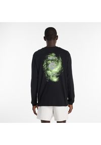 Koszulka męska New Balance MT61H4CYBK – czarna. Kolor: czarny. Materiał: bawełna, dresówka. Długość rękawa: długi rękaw. Wzór: aplikacja, napisy, kolorowy #5