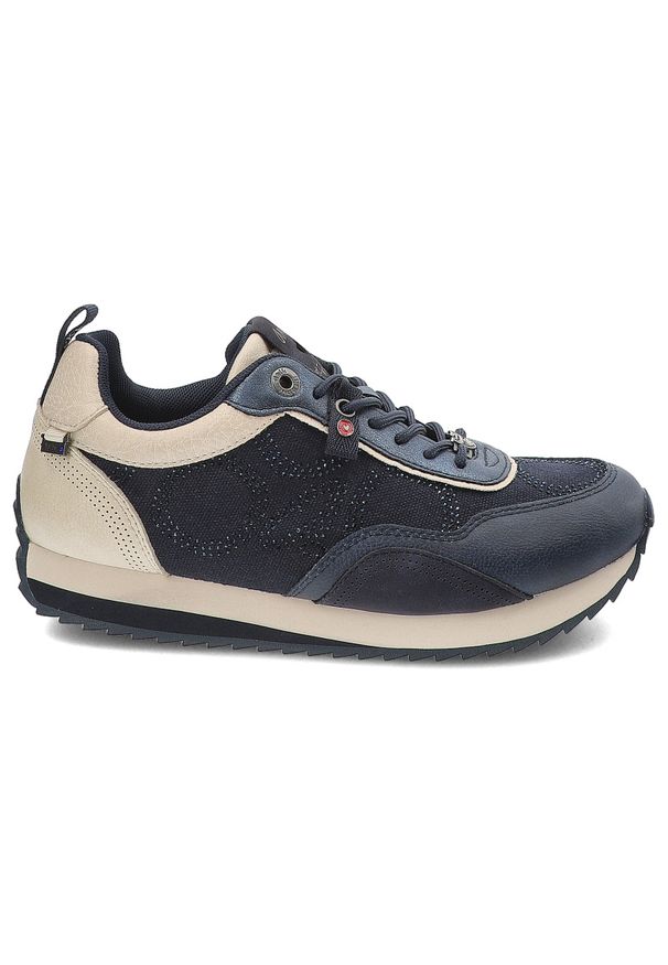 Granatowe Sneakersy Anekke Stylowe Obuwie Damskie. Okazja: na co dzień. Kolor: niebieski. Materiał: tkanina, jeans, zamsz