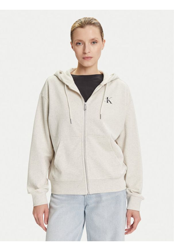 Calvin Klein Jeans Bluza Monologo LV047B270G Beżowy Regular Fit. Kolor: beżowy. Materiał: bawełna