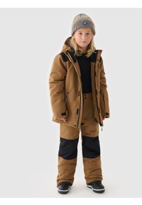 4f - 4F Spodnie snowboardowe membrana 10000 chłopięce - brązowe 134 (8-9 lat). Kolor: brązowy. Materiał: dzianina, materiał, tkanina, poliester. Wzór: gładki. Sezon: lato. Sport: snowboard #2