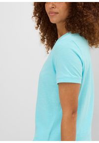 bonprix - T-shirt z czystej bawełny. Typ kołnierza: dekolt w serek. Kolor: niebieski. Materiał: bawełna. Długość rękawa: krótki rękaw. Długość: krótkie #3
