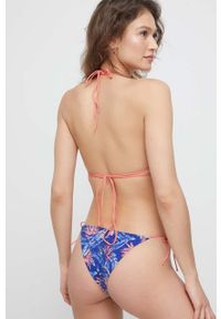 TOMMY HILFIGER - Tommy Hilfiger biustonosz kąpielowy kolor granatowy lekko usztywniona miseczka. Kolor: niebieski. Materiał: materiał #2