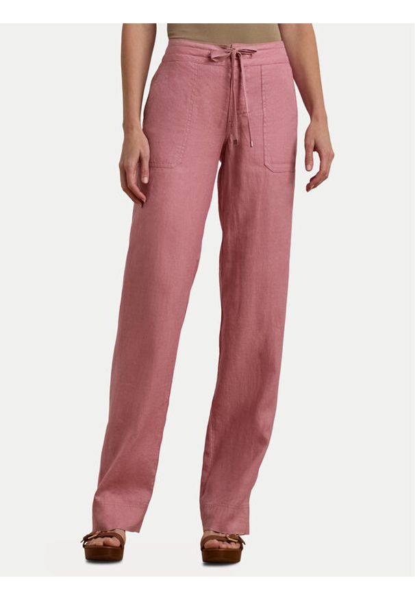 Lauren Ralph Lauren - LAUREN RALPH LAUREN Spodnie materiałowe 200735136022 Różowy Regular Fit. Kolor: różowy. Materiał: len