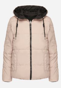 Born2be - Ciemnobeżowa Dwustronna Kurtka Pikowana Ozdobiona Sznurkami Mivvena. Okazja: na co dzień. Kolor: beżowy. Materiał: jeans. Długość rękawa: długi rękaw. Długość: długie. Wzór: aplikacja. Styl: elegancki, casual #4