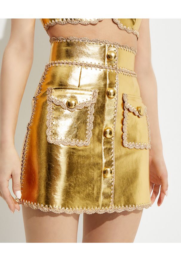 ALICE MCCALL - Spódnica mini Cool Cat. Kolor: złoty. Materiał: materiał. Wzór: haft. Styl: klasyczny