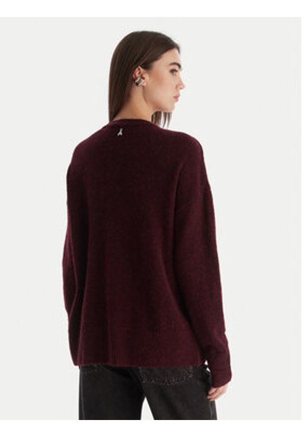 Patrizia Pepe Sweter 2K0326/K293-M536 Bordowy Regular Fit. Kolor: czerwony. Materiał: syntetyk