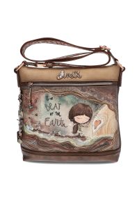 Brązowa Torebka Anekke Elegancka Damska Listonoszka Na Ramię. Kolor: brązowy. Wzór: aplikacja. Materiał: zdobione, skórzane. Styl: elegancki. Rodzaj torebki: na ramię #1