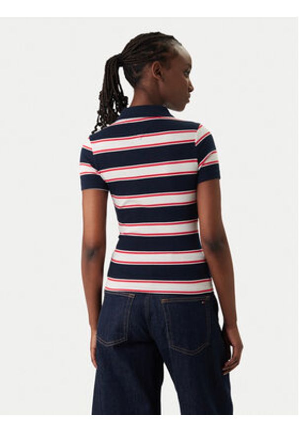 Tommy Jeans Polo DW0DW22327 Granatowy Slim Fit. Typ kołnierza: polo. Kolor: niebieski. Materiał: bawełna