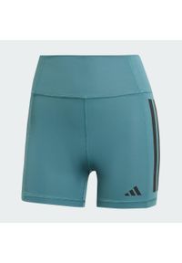 Adidas - Legginsy Optimé 3-Stripes 1/4 Short. Stan: podwyższony. Kolor: zielony, niebieski, wielokolorowy. Materiał: materiał. Technologia: ClimaCool (Adidas). Długość: krótkie. Sport: fitness #2