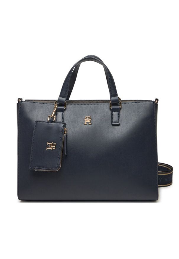 TOMMY HILFIGER - Tommy Hilfiger Torebka Joy Satchel AW0AW16814 Granatowy. Kolor: niebieski. Materiał: skórzane