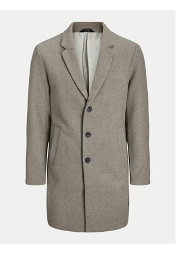 Jack & Jones - Jack&Jones Płaszcz wełniany Harris 12263845 Beżowy Regular Fit. Kolor: beżowy. Materiał: syntetyk