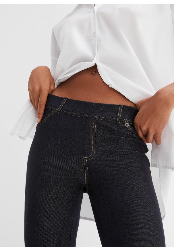 bonprix - Legginsy o wyglądzie dżinsów. Kolor: czarny