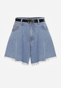 Renee - Granatowe Szorty Jeansowe o Luźnym Kroju z Paskiem z Klamrą Eleda. Okazja: na co dzień. Kolor: niebieski. Materiał: jeans. Sezon: wiosna, lato. Styl: elegancki, casual #5