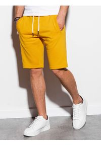 Ombre Clothing - Krótkie spodenki męskie dresowe W238 - żółte - XXL. Kolor: żółty. Materiał: dresówka. Długość: krótkie #2