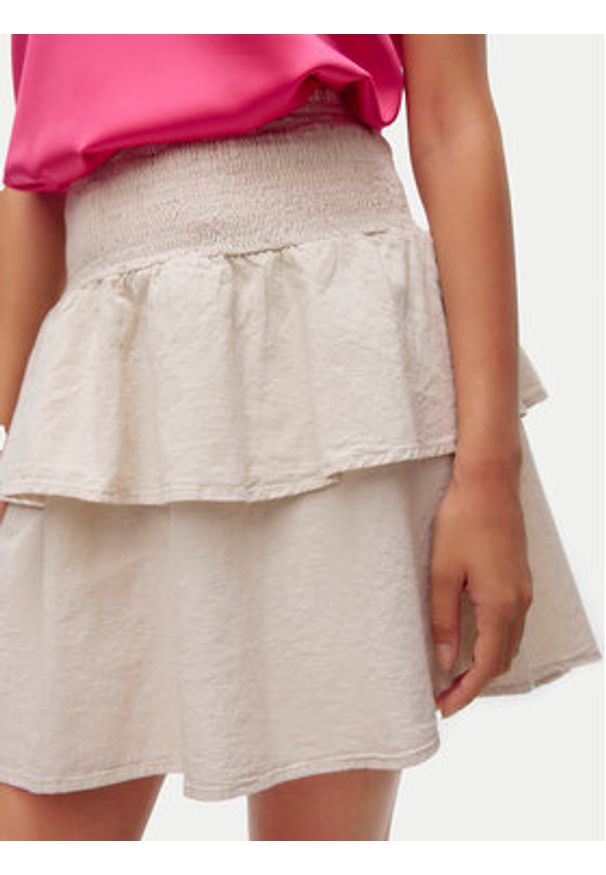Vero Moda Spódnica mini Luna 10309768 Beżowy Regular Fit. Kolor: beżowy. Materiał: len