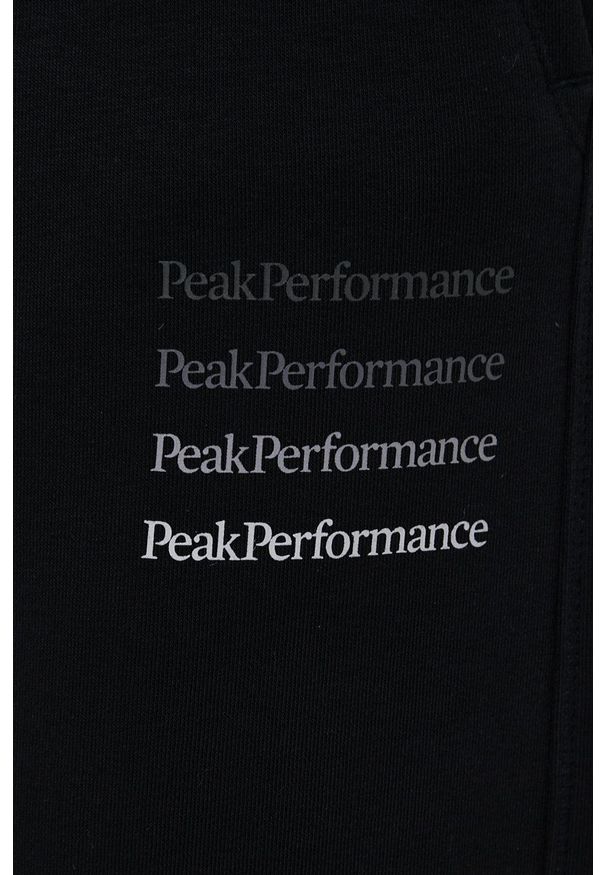 Peak Performance Spodnie męskie kolor czarny gładkie. Kolor: czarny. Materiał: materiał, bawełna. Wzór: nadruk, gładki