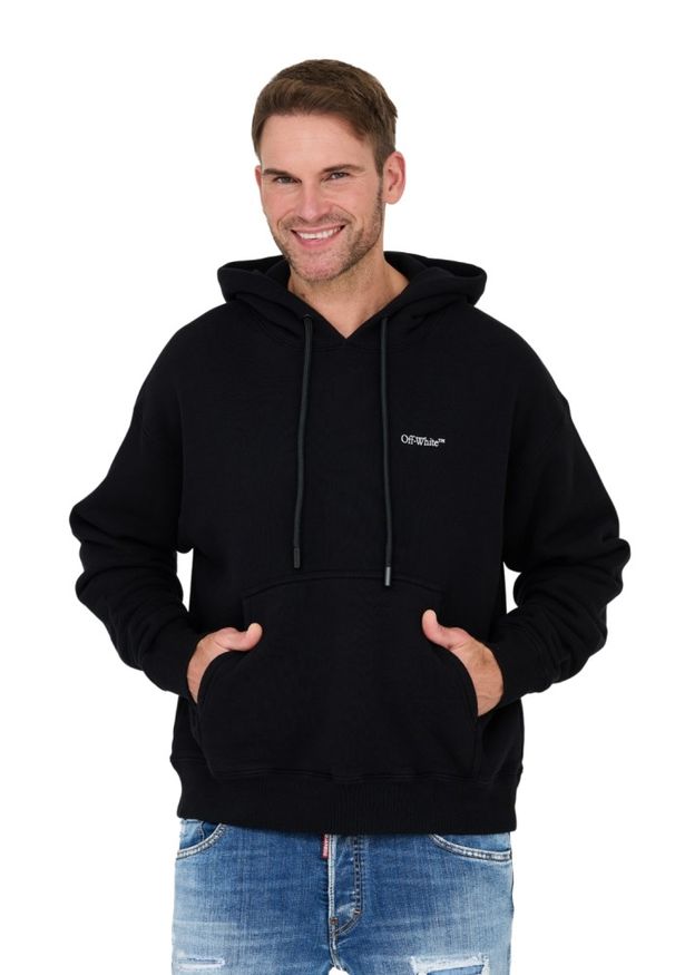 OFF-WHITE Czarna męska bluza, Rozmiar L. Typ kołnierza: kaptur. Kolor: czarny