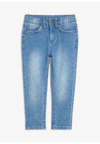 bonprix - Dżinsy ze stretchem, mid waist, Tapered. Kolor: niebieski