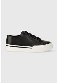 Calvin Klein tenisówki skórzane LOW TOP LACE UP męskie kolor czarny HM0HM01177. Nosek buta: okrągły. Kolor: czarny. Materiał: skóra #1