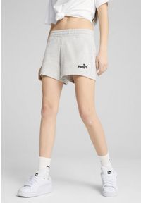 Puma - Damskie szorty z małym logo No. 1 ESS 4'' PUMA Light Gray Heather. Kolor: wielokolorowy, czarny, szary