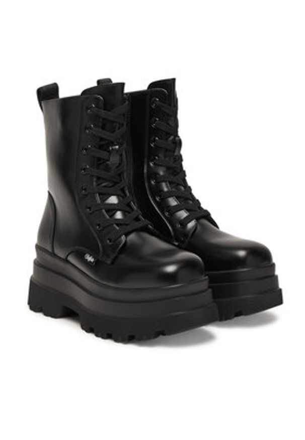 Buffalo Trzewiki Jupiter Lace Up Mid 1622609 Czarny. Kolor: czarny. Materiał: skóra