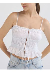 Reserved - Bawełniany top z wiązaniem - biały. Kolor: biały. Materiał: bawełna #1